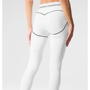 ALO Yoga Airbrush High-Waist White Leggings with Black Trim